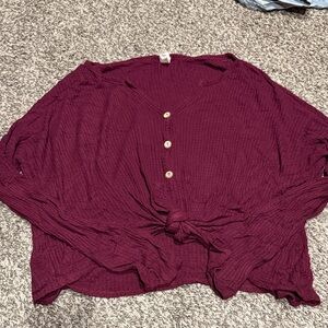 Wine colored waffle shirt